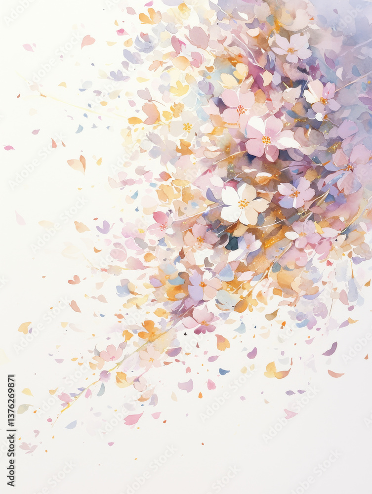 Spring romantic cherry blossoms light color splash background Spring romantic cherry blossoms light color splash background