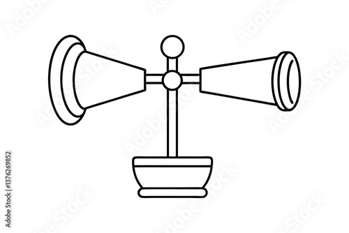 Line art drawing of a simple anemometer wind speed meter