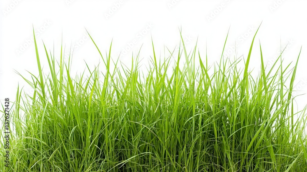 Fototapeta premium Lush Green Grass Border on White Background