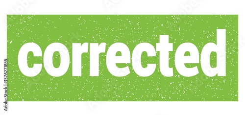 corrected text written on green stamp sign.