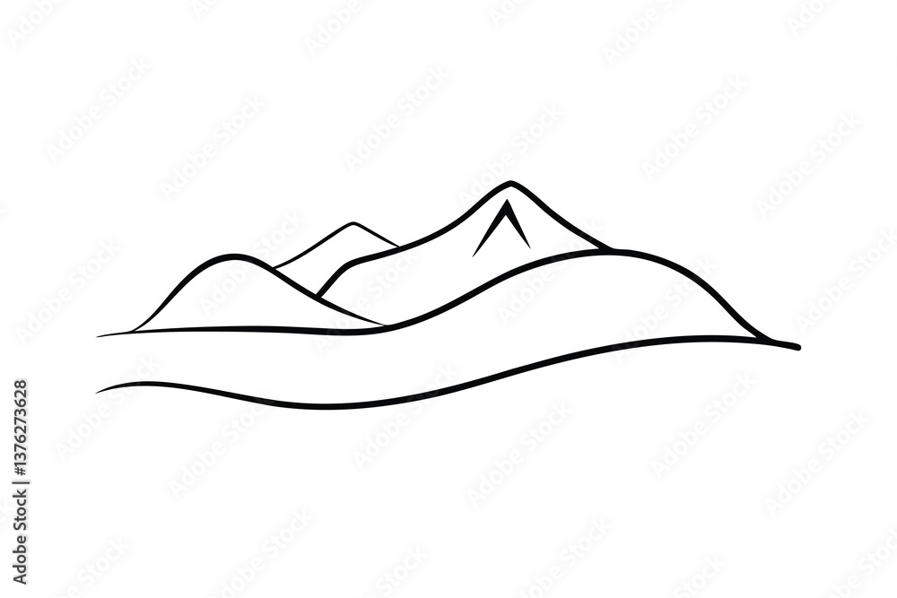 Simple Line Art Mountain Range Landscape Illustration Drawing Simple Line Art Mountain Range Landscape Illustration Drawing