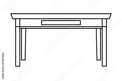 Simple Wooden Table Outline Drawing Minimalist Design Furniture