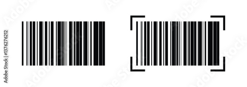 Barcode scanner icon vector icon set in black color. Suitable for apps and website UI designs. Vector barcode icon set on white background.
