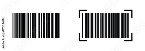 Barcode scanner icon vector icon set in black color. Suitable for apps and website UI designs. Vector barcode icon set on white background.