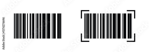 Barcode scanner icon vector icon set in black color. Suitable for apps and website UI designs. Vector barcode icon set on white background.