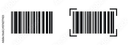 Set of bar code icon symbol vector on isolated white background