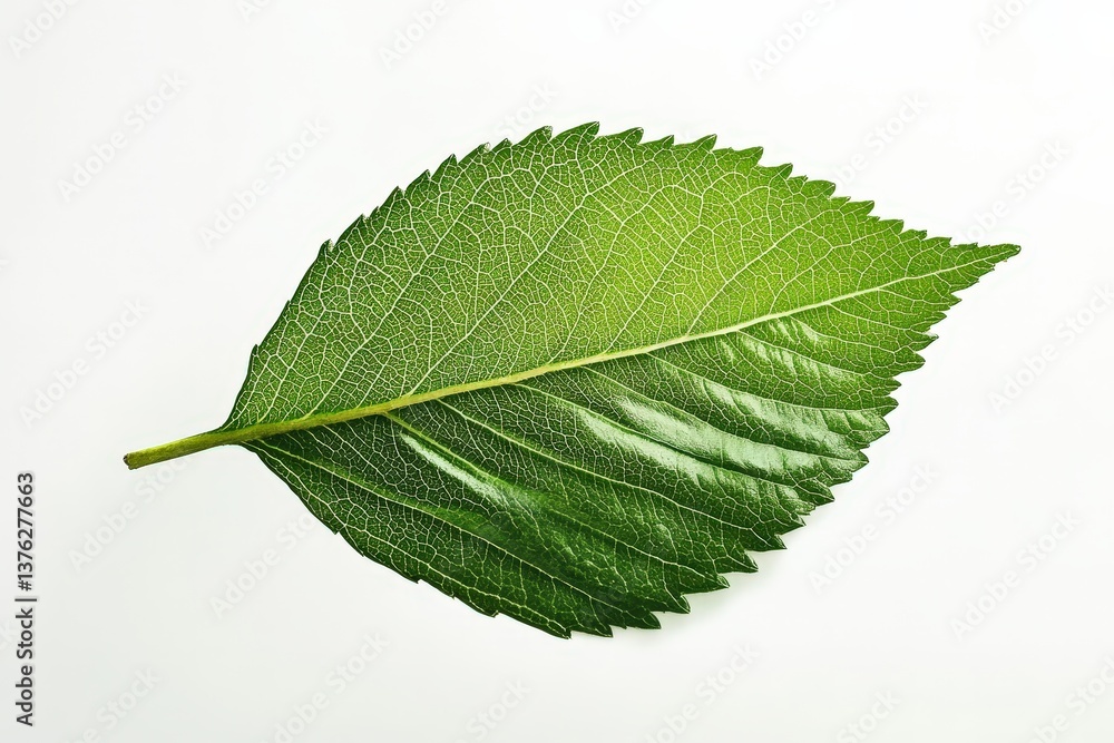 Fototapeta premium A close up image displaying a single green plant leaf