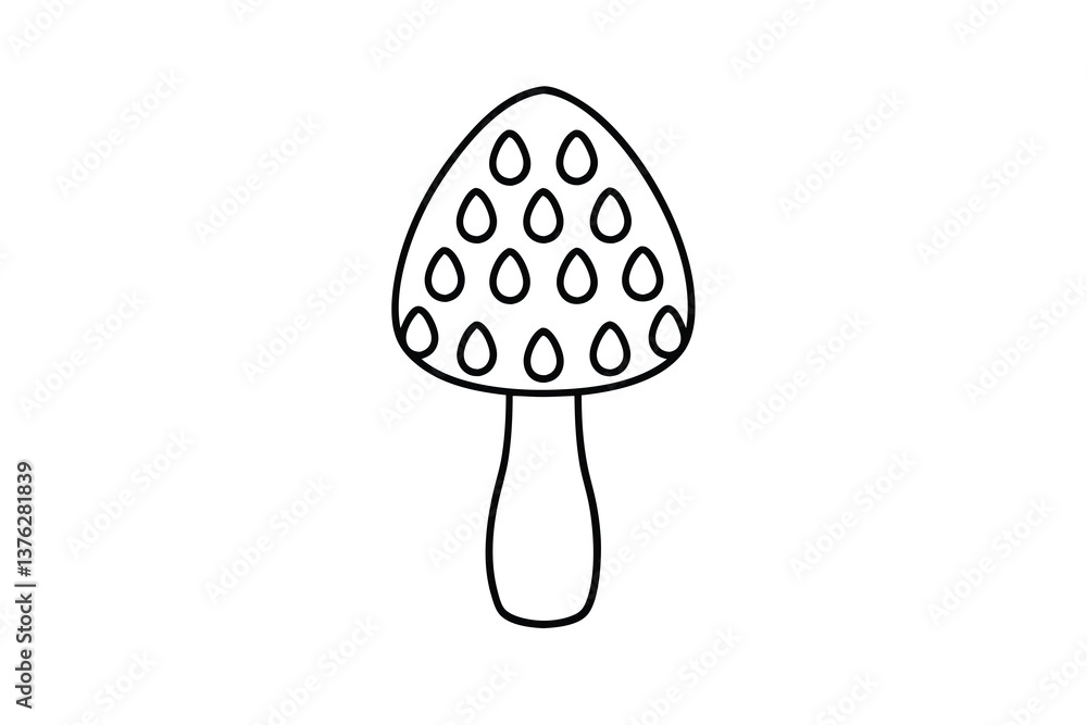 Simple Line Drawing of a Spotted Mushroom Illustration Simple Line Drawing of a Spotted Mushroom Illustration