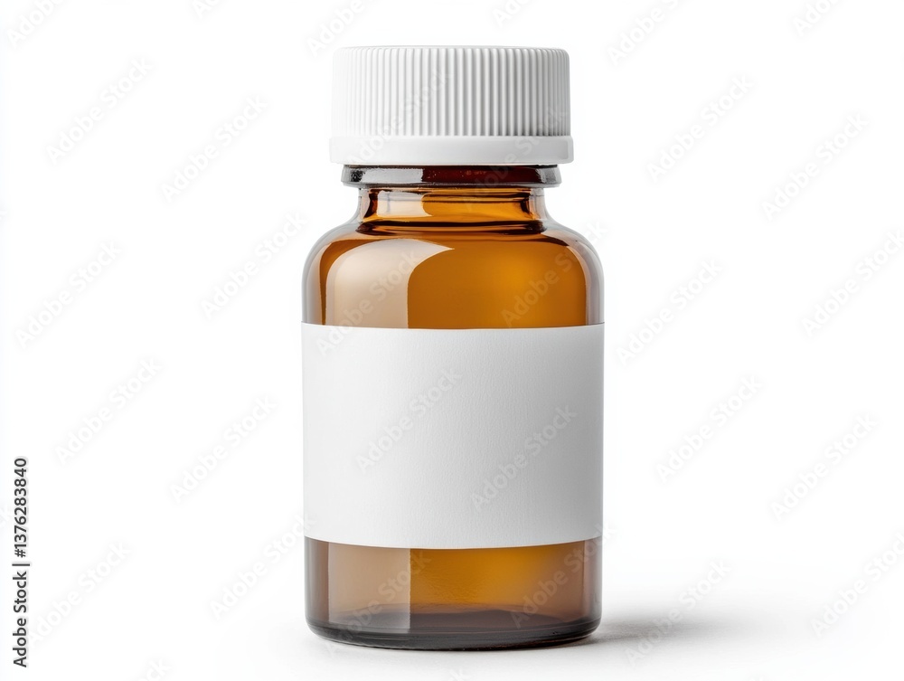 Obraz premium Glass bottle for essential oil with white label for branding