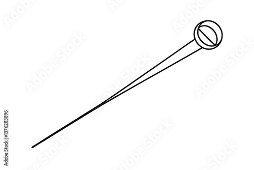 Line Drawing of a Long Straight Pin with Head