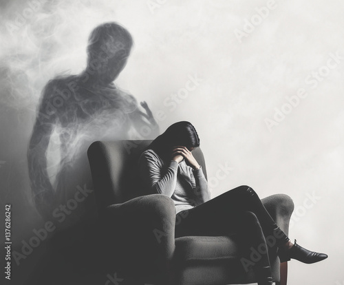 man with dark shadowy figure