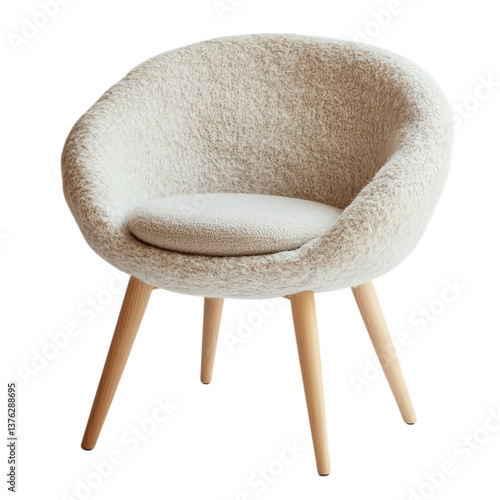  Bolia Philippa Armchair in Bouclé Fabric with Wooden Legs PNG Image