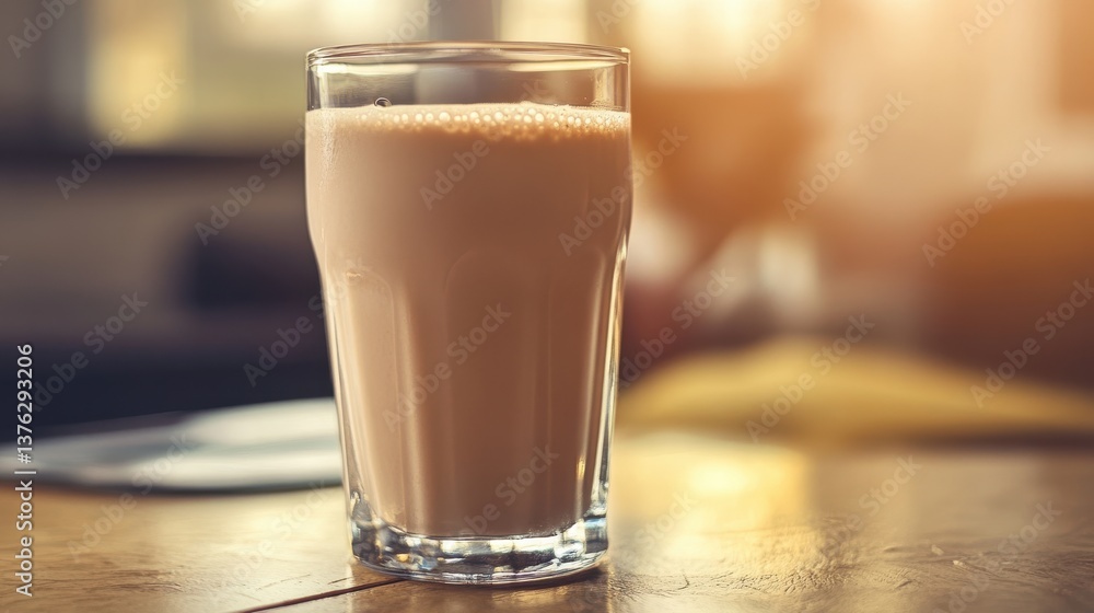 Whey Protein Shake in Transparent Glass Whey Protein Shake in Transparent Glass