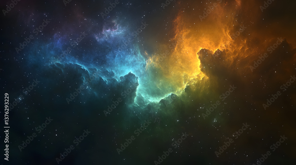 Fototapeta premium Cosmic Nebula with Starry Background