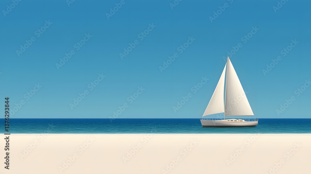Obraz premium Sailboat at the peaceful beach