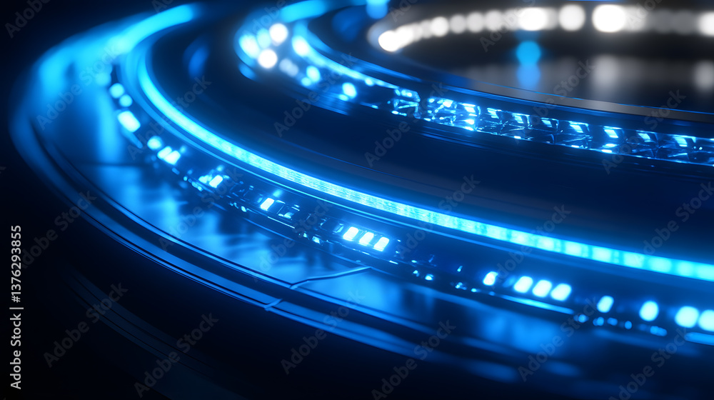Blue LED Lights in a Curved Pattern Blue LED Lights in a Curved Pattern