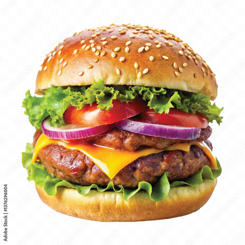 tasty and fresh beef burger with cheese and salad isolated on white background tasty and fresh beef burger with cheese and salad isolated on white background