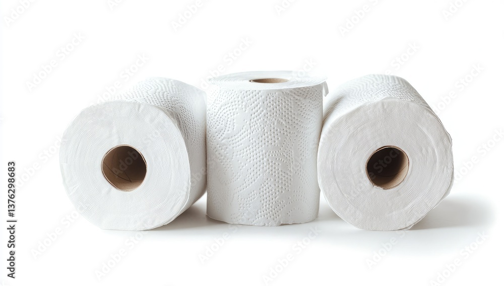 Three rolls of white toilet paper (2) Three rolls of white toilet paper (2)