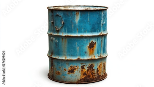 Rusty blue metal barrel (4) photo