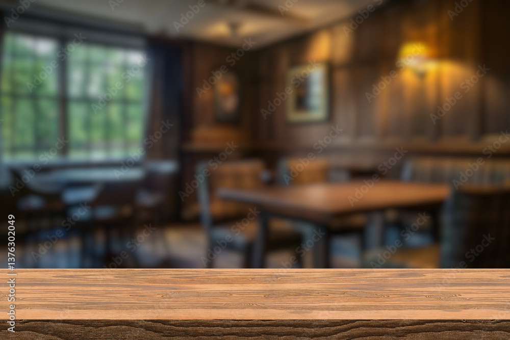 Wooden board empty table background. abstract blurred cafe background Wooden board empty table background. abstract blurred cafe background