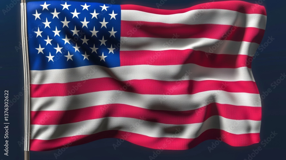 Obraz premium Dramatic Close Up of a USA Flag United States Flag Photography Patriotic Environment Low Angle Symbol of Freedom