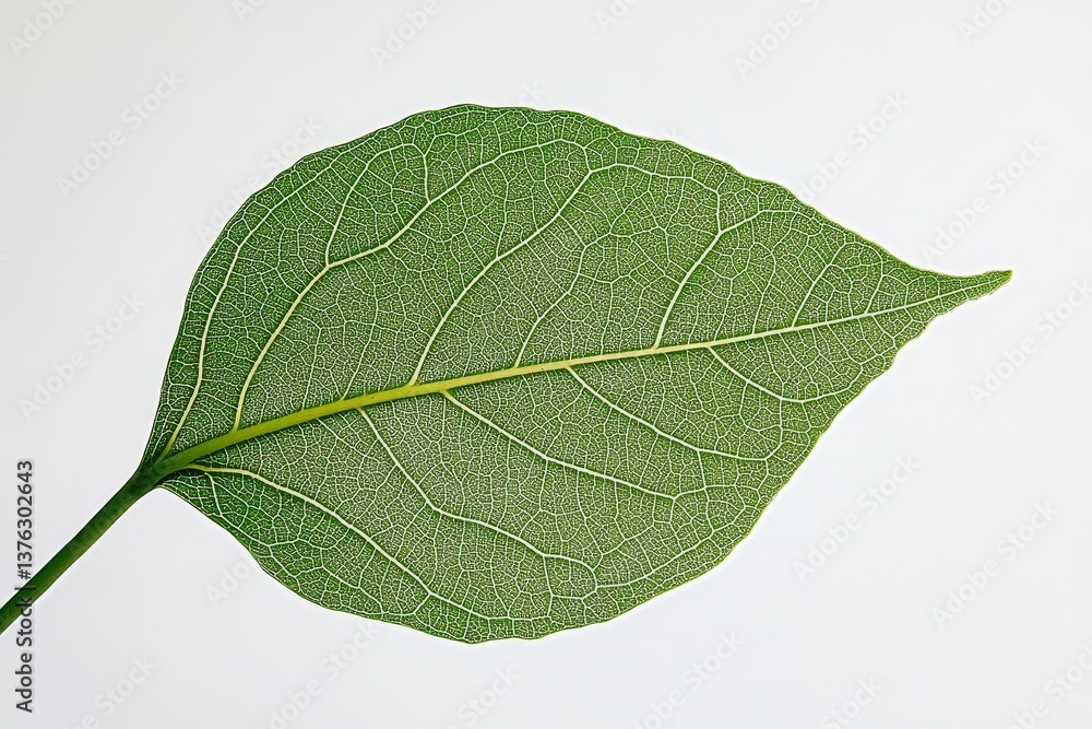 Obraz premium A detailed close up image of a vibrant green leaf