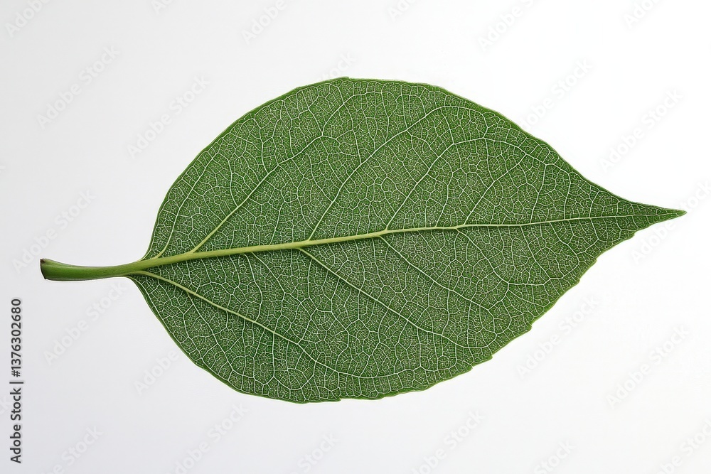 Obraz premium A Close Up Image of A Green Leaf on White