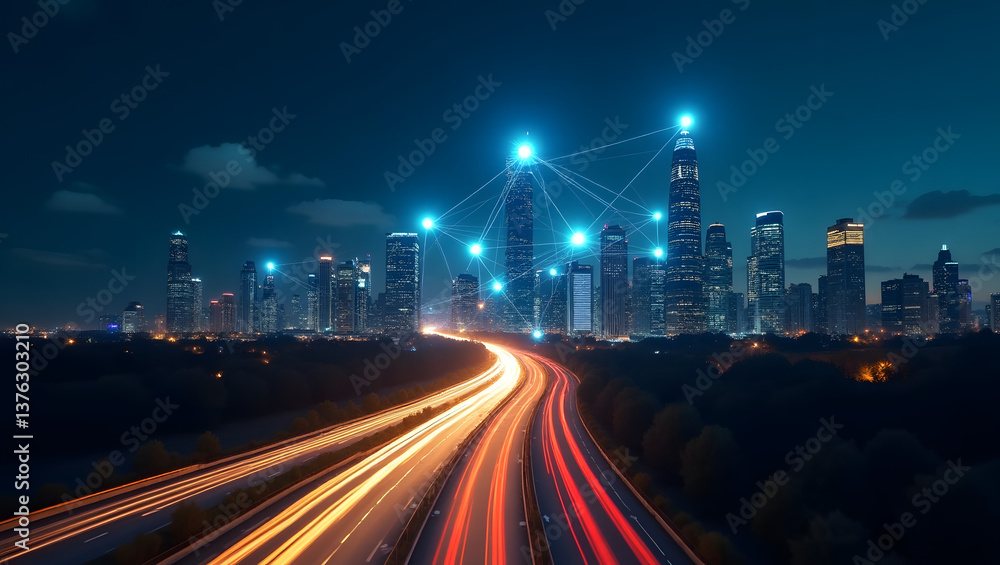Obraz premium traffic in city at night