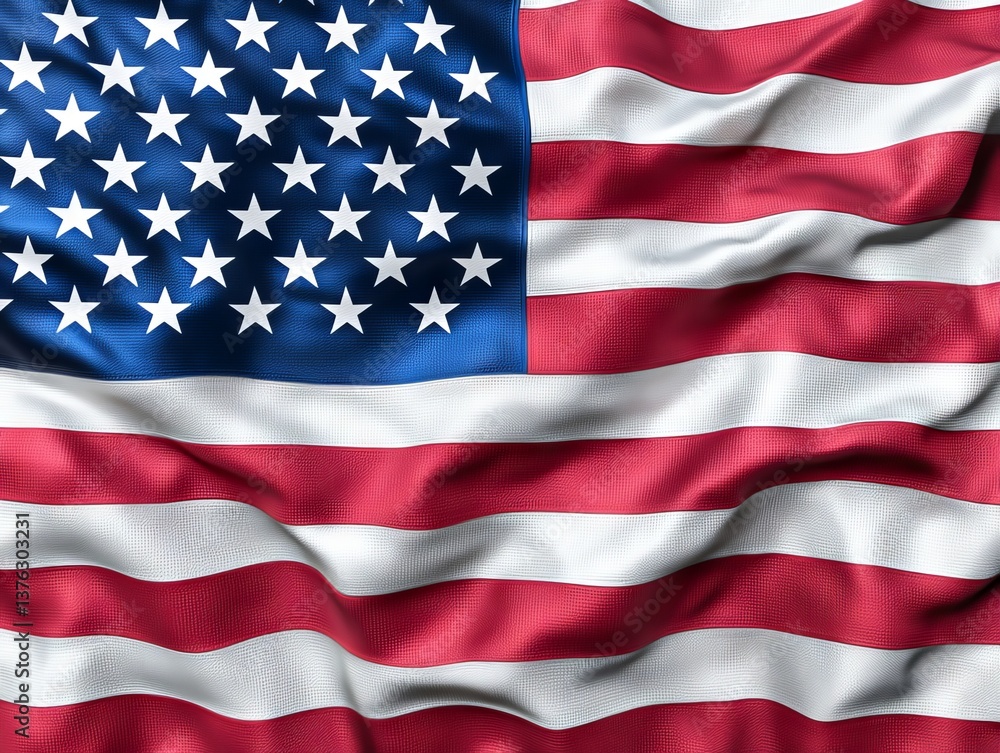 Fototapeta premium Dramatic Close Up of a Waving American Flag United States Digital Artwork Vibrant Colors Studio Lighting Patriotism