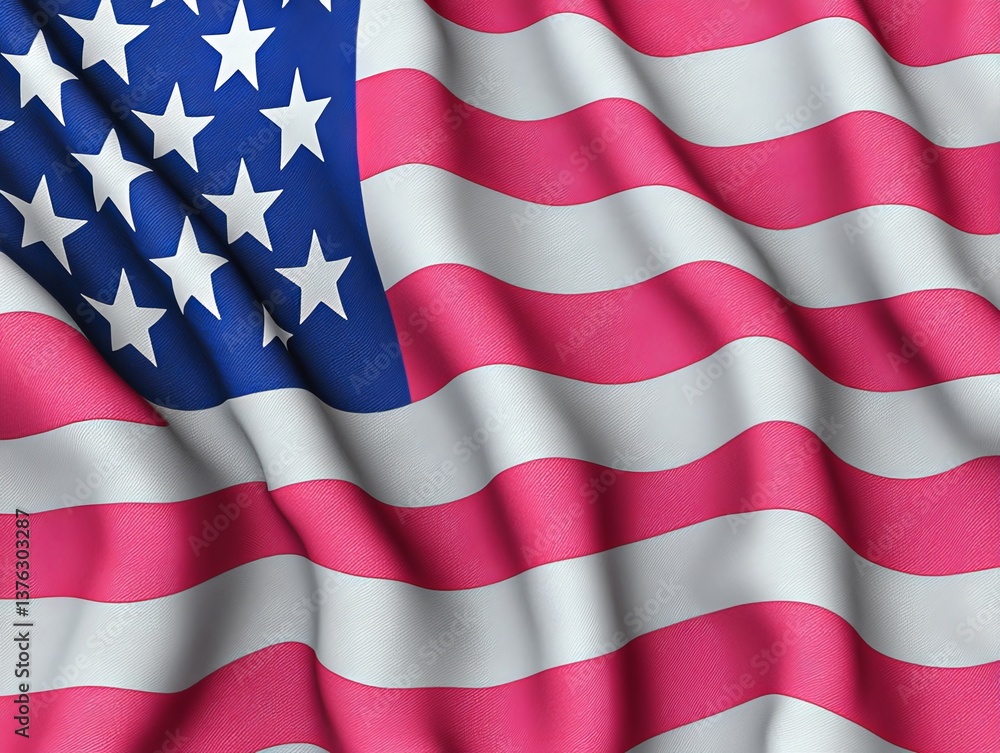 Fototapeta premium Dramatic Close Up of a U.S. Flag American Landscape Textile Art Wavy Environment Vibrant Viewpoint National Pride Concept