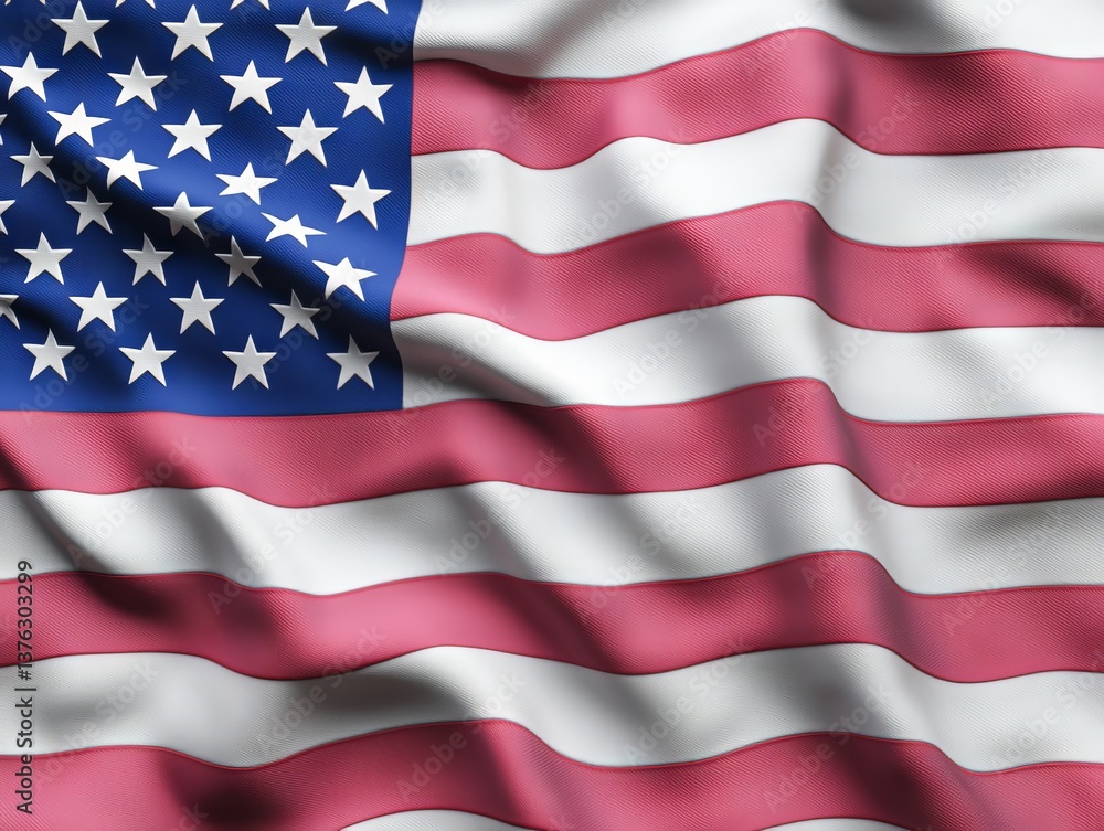 Obraz premium Dramatic Close Up of an American Flag United States Textile Image Indoor Setting Focused Viewpoint Patriotism Concept