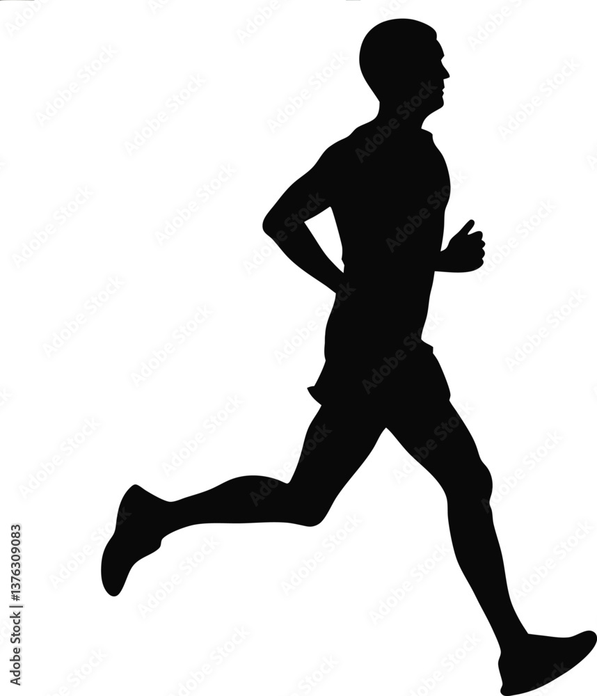 A Silhouette of a Person Running pose on white background A Silhouette of a Person Running pose on white background