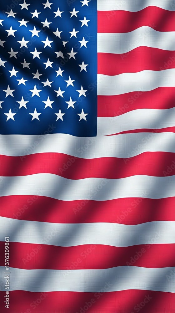 Obraz premium Waving American Flag Symbolizing Freedom USA Digital Art Vibrant Colors Close-Up National Pride
