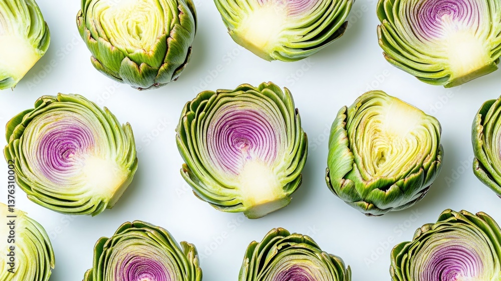 Obraz premium Artfully arranged artichokes showcase vibrant colors and unique