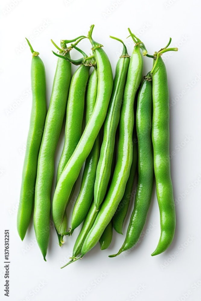 Fresh green beans arranged neatly, showcasing vibrant colors and Fresh green beans arranged neatly, showcasing vibrant colors and