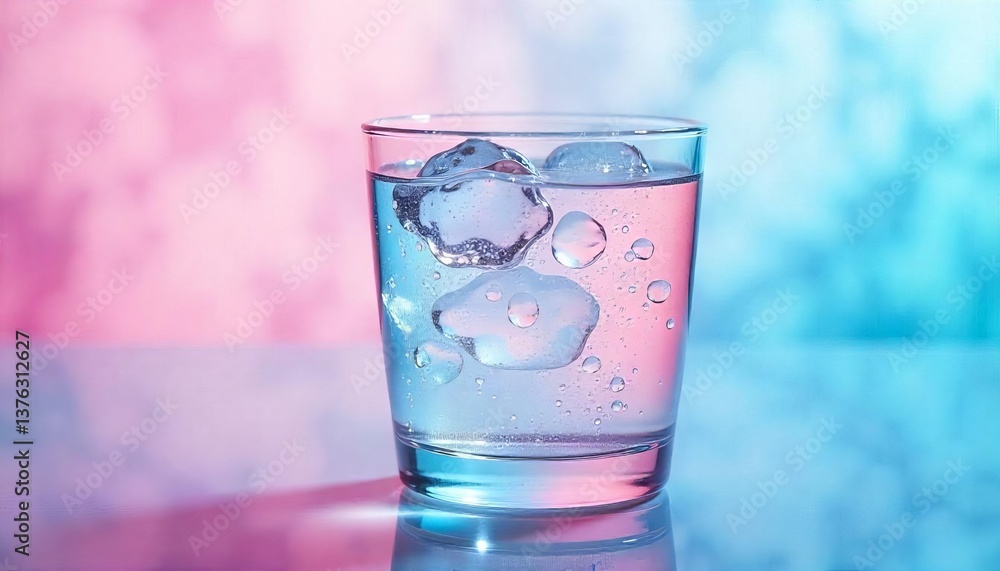 Cool Refreshment: A transparent glass of water with crystal-clear ice cubes, photographed in a captivating studio shot, evokes a sense of coolness and refreshment. Cool Refreshment: A transparent glass of water with crystal-clear ice cubes, photographed in a captivating studio shot, evokes a sense of coolness and refreshment.