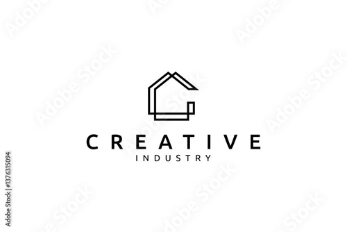 house letter C logo with minimalist abstract design style