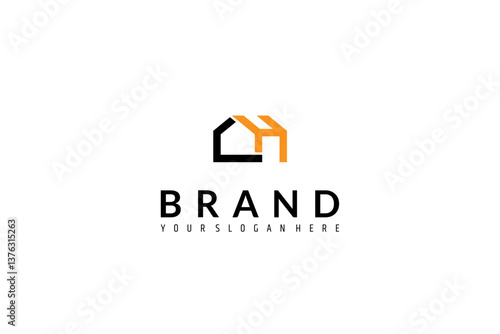 house logo with letter C and H combination in flat design