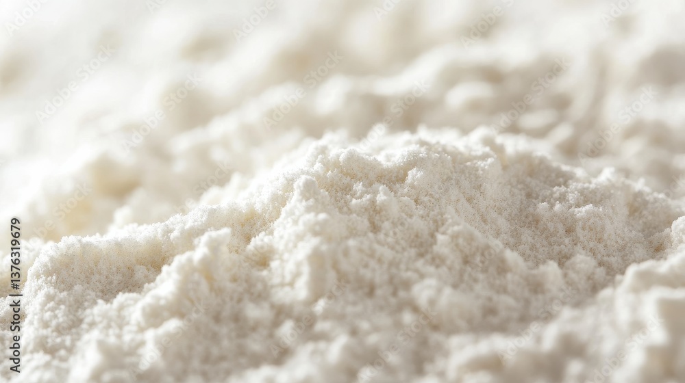 Close-up of fine whey protein powder particles. Close-up of fine whey protein powder particles.