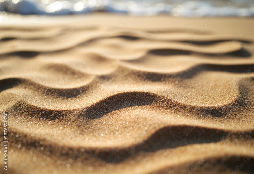 Close-up of textured sand patterns on a beach during daylight Close-up of textured sand patterns on a beach during daylight