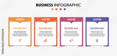 Business vector infographic template with 4 options or steps. Can be used for workflow layout, diagram, annual report, web design
