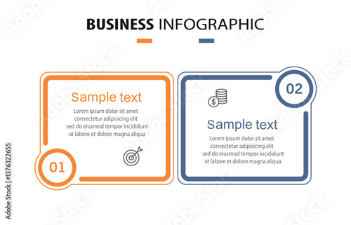 Vector infographic template with icons and 2 options or steps	
