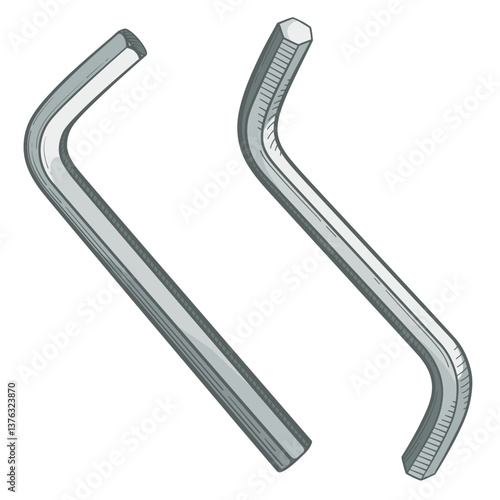 Hex key or allen wrench. Vector illustration of a wrench.
