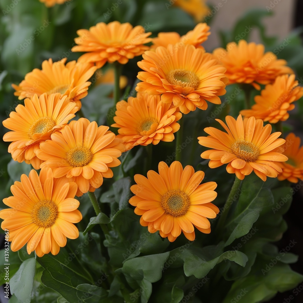 Fototapeta premium A stunning bouquet of orange gerbera daisies displaying vibrant color and natural beauty in a floral design.