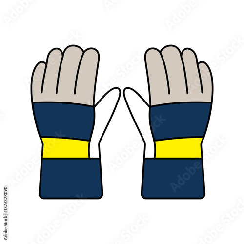 Work Gloves Flat design style, protective gloves with reinforced padding, essential for safety illustrations in construction, repair, and industrial work.