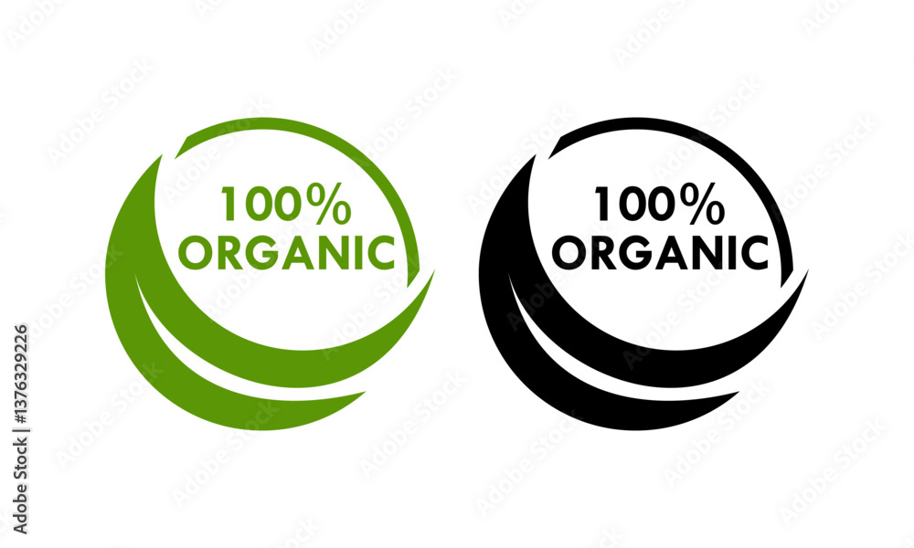 100% organic logo template illustration