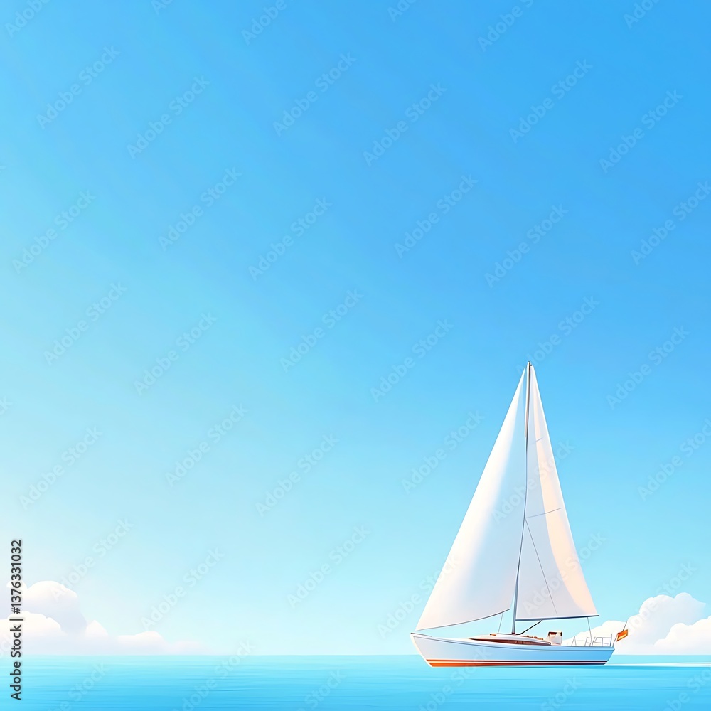 Obraz premium Sailing Yacht, Ocean, Blue Sky