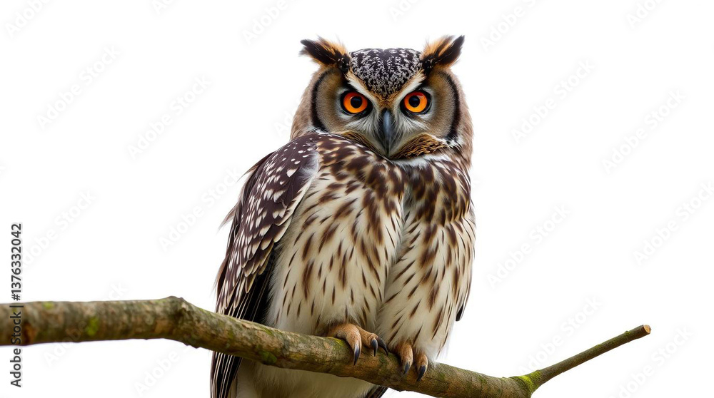 Naklejka premium great horned owl perched on branch