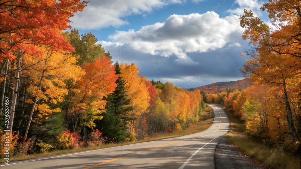 Fototapeta premium road in autumn forest