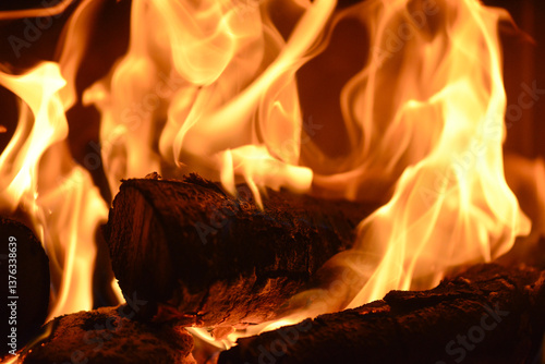 Obraz na płótnie Feuer im Kamin, Ofen w salonie
